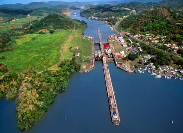 Pedro Miguel locks, Panama Canal, Panama, Central America, Latin America.